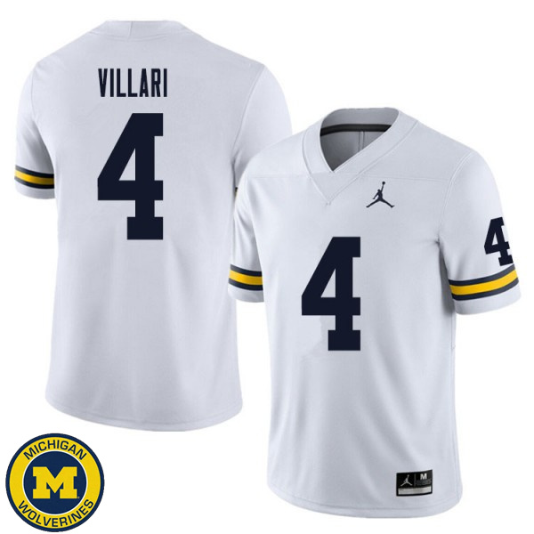 Men's University of Michigan #4 Dan Villari White Official Game Jersey